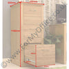 Dimensional image of the Baumhaus Mobel Oak 3-Drawer Filing Cabinet (COR07D)