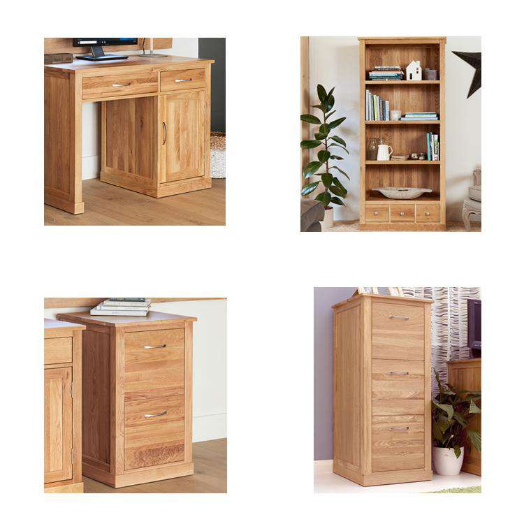 Image showing all products included in the Baumhaus Mobel Oak Single Pedestal Office Package