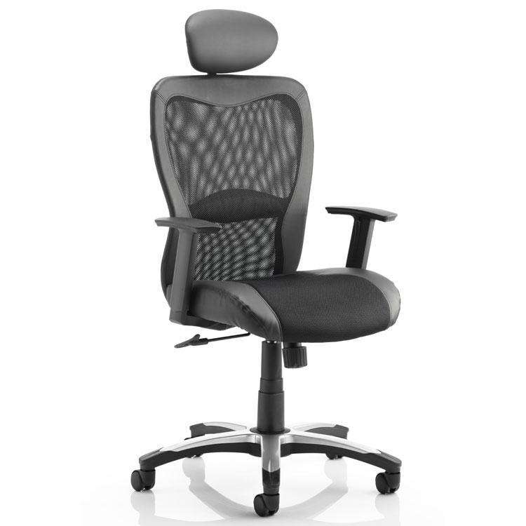 Dynamic Victor II Executive Mesh and Leather Office Chair with Headrest