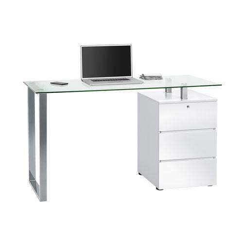 Maja Richmond Office Desk in Chrome, Clear Glass and High Gloss White (9550 9856)