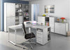 Image of the Maja Set+ Maxi Cupboard Combi in Platinum Grey and White Glass shown with other Set+ Office Furniture