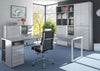 Image of the Maja Set+ Tall Storage Combi in Platinum Grey and White Glass shown with other Set+ Office Furniture