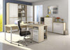 Image of the Maja Set+ Tall Wide Storage Combi in Natural Oak and White Glass shown with other Set+ Office Furniture