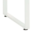 Highlight of the White legs and the floor levelling feet on the Maja Set+ 1600 Rectangular Desk in Platinum Grey